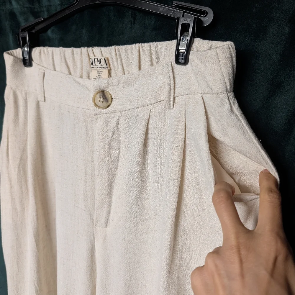 Chic Linen Wide-Leg High-Waist Trousers